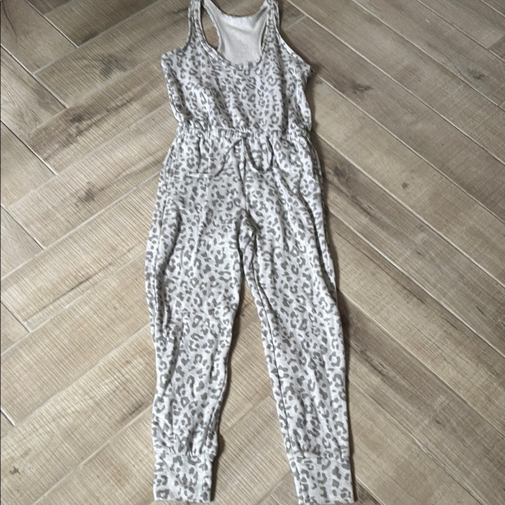 Leopard Print Jumpsuit - Gray